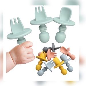 HOST PICK Silicone Kids Cutlery Set of 2 Apricot